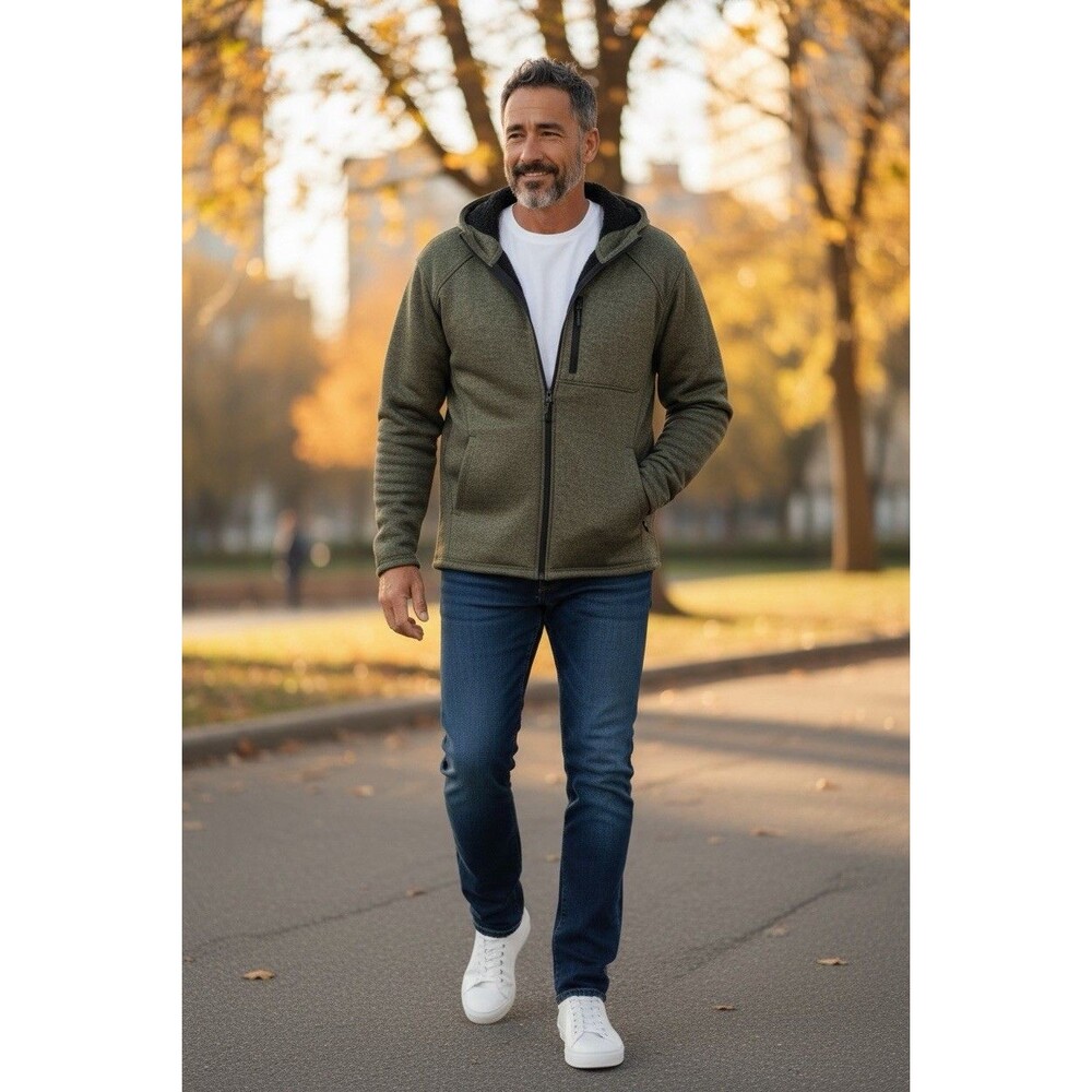 NWT Zeroxposur Mens Full Zip‎ Sweater Fleece Hoodie Olive Size Large
